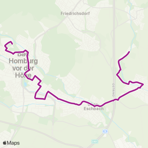 RMVB Bad Homburg V.D.H.-Ober-Erlenbach Gewerbegebiet - Bad Homburg V.D.H.-Kirdorf Eichenstahl map