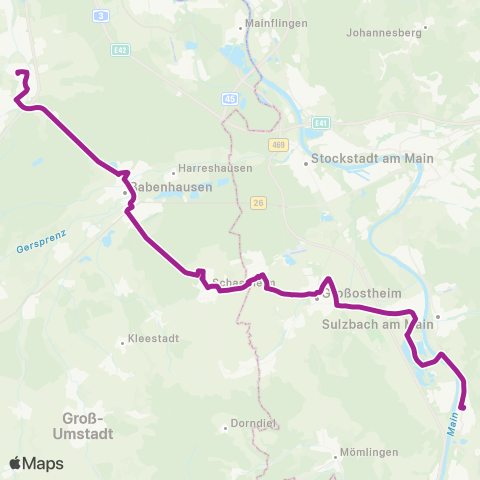 RMVB Kleinwallstadt - Rodgau-Dudenhofen Bahnhof map