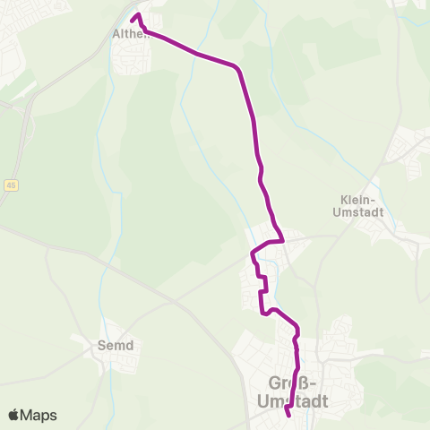 RMVB Münster (Hessen)-Altheim Feuerwehrhaus - Groß-Umstadt Mitte Bahnhof map