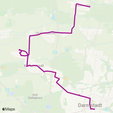 RMVB Weiterstadt-Gräfenhausen Post Pl - Darmstadt Schloss map