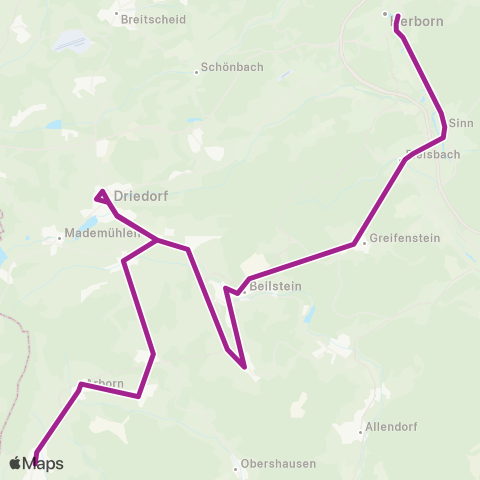 RMVB Greifenstein-Beilstein Haiern - Herborn Bahnhof / Zob map