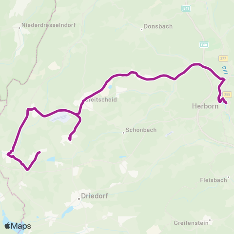 RMVB Breitscheid-Rabenscheid Ort - Herborn Bahnhof / Zob map
