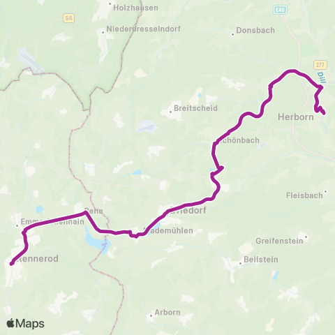 RMVB Rennerod Busbahnhof - Herborn Bahnhof / Zob map