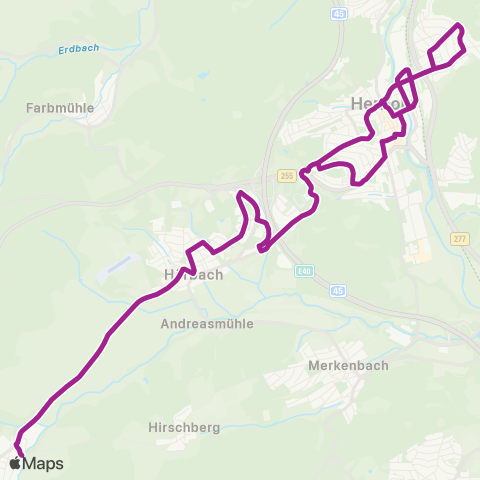 RMVB Herborn-Guntersdorf Rehbach - Herborn-Hörbach Herborner Str map