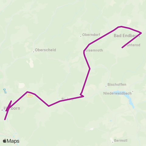 RMVB Siegbach-Tringenstein Auf Dem Köppel - Herborn Bahnhof / Zob map