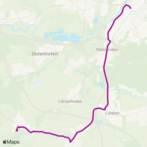 RMVB Gießen Mühlstraße - Hüttenberg-Rechtenbach Hochelheimer Str map