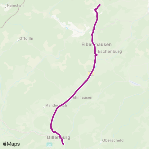 RMVB Dietzhölztal-Rittershausen Ortsmitte - Dillenburg Zob map
