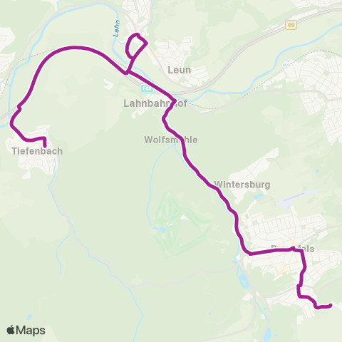 RMVB Braunfels-Tiefenbach Alte Schule - Braunfels Busbahnhof map