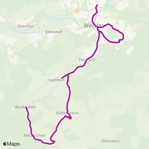 RMVB Schöffengrund-Schwalbach Steinstraße - Wetzlar Bahnhof / Zob map