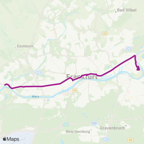 RMVB Frankfurt (Main) Bolongaropalast - Frankfurt (Main) Friedhof Fechenheim map