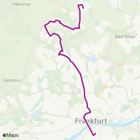 RMVB Frankfurt (Main) Heddernheim - Frankfurt (Main) Südbahnhof map