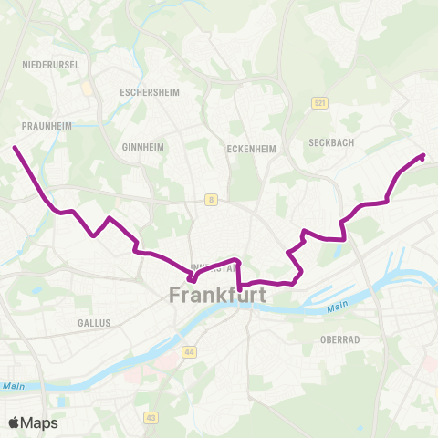 RMVB Frankfurt (Main) Heerstraße - Frankfurt (Main) Enkheim map