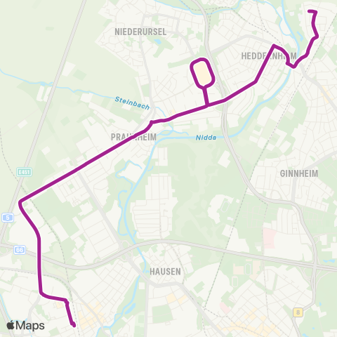 RMVB Frankfurt (Main) Heddernheim - Frankfurt (Main) Rödelheim Bahnhof map