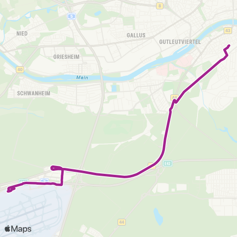 RMVB Frankfurt (Main) Flughafen Terminal 1 - Frankfurt (Main) Südbahnhof map