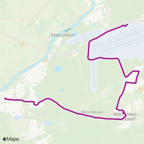 RMVB Frankfurt (Main) Flughafen Terminal 1 - Mörfelden-Walldorf-Mörfelden Rüsselsheimer Str map