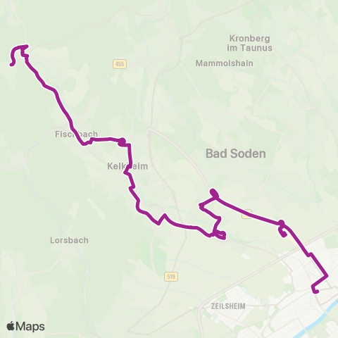 RMVB Sulzbach (Taunus) Mtz / Busbahnhof - Kelkheim (Taunus)-Eppenhain map