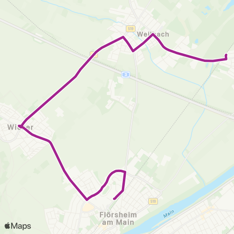 RMVB Flörsheim (Main)-Weilbach Regionalpark - Flörsheim (Main) Bhfnordseite map