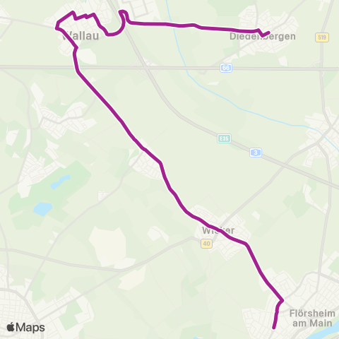RMVB Flörsheim (Main) Stadthalle / Schulzentrum - Hofheim AM Taunus-Diedenbergen Rathaus map