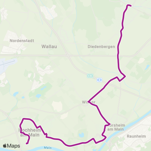 RMVB Hofheim AM Taunus Bahnhof - Hochheim (Main) Bahnhof map