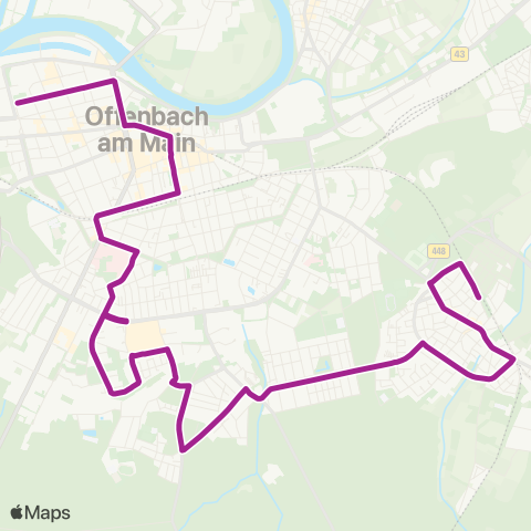 RMVB Offenbach (Main)-Bieber Bieber Bahnhof - Offenbach (Main)-Nordend Goethering map