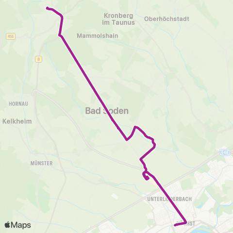 RMVB Königstein (Taunus) Stadtmitte - Frankfurt (Main) Höchst Bahnhof map