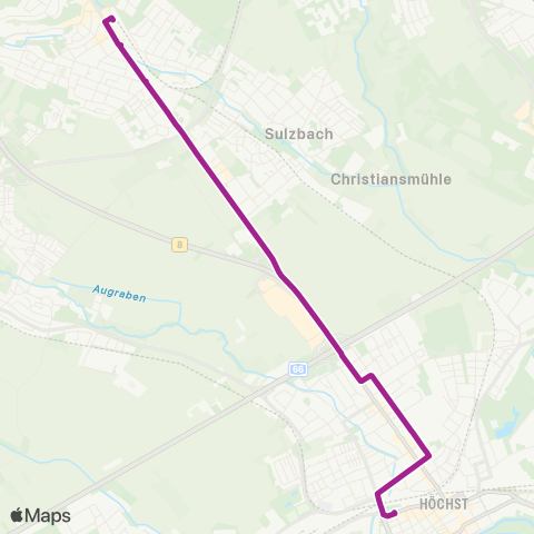 RMVB Bad Soden (Taunus) Bahnhof - Frankfurt (Main) Höchst Bahnhof map