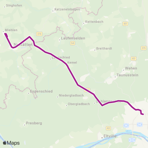 RMVB Wiesbaden Hauptbahnhof - Nastätten Busbahnhof map