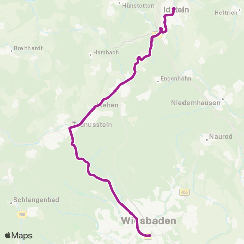 RMVB Idstein Busbahnhof - Wiesbaden Hauptbahnhof map