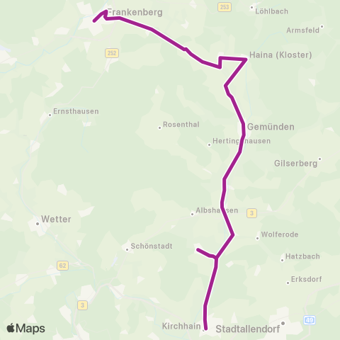 RMVB Frankenberg Bahnhof - Kirchhain Bahnhof map