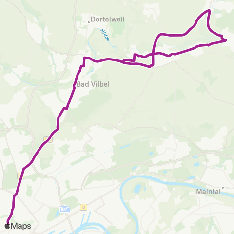 RMVB Frankfurt (Main) Konstablerwache - Bad Vilbel Bahnhof map