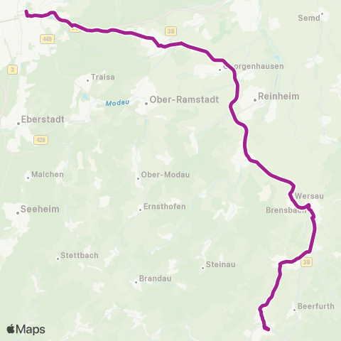 RMVB Darmstadt Mathilden Pl - Reichelsheim (Odw.) Volksbank map