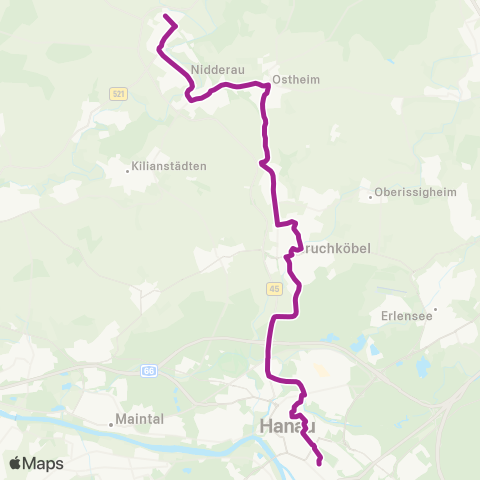 RMVB Nidderau-Heldenbergen Daimlerstraße - Hanau Freiheits Pl map