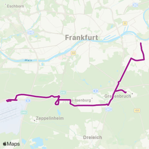 RMVB Frankfurt (Main) Flughafen Terminal 2 - Dietzenbach Mitte Bahnhof map