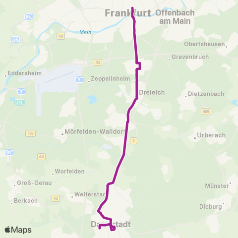 RMVB Frankfurt (Main) Konstablerwache - Darmstadt Luisen Pl map