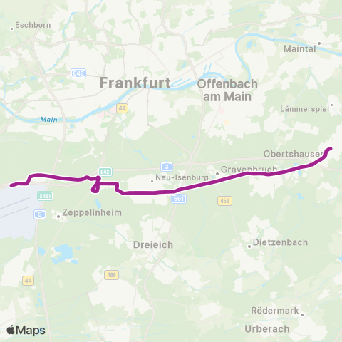 RMVB Frankfurt (Main) Flughafen Terminal 1 - Obertshausen Bahnhof map