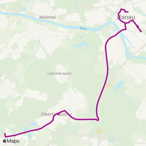 RMVB Heusenstamm Bahnhof - Hanau Freiheits Pl map