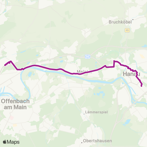 RMVB Frankfurt (Main) Enkheim - Hanau Hauptbahnhof map