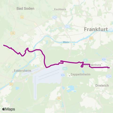 RMVB Hofheim AM Taunus Bahnhof - Neu-Isenburg Gewerbegebiet Ost map