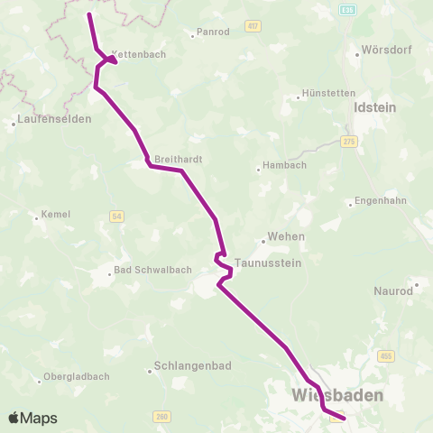 RMVB Weilburg Zob - Bad Homburg V.D.H. Bahnhof map