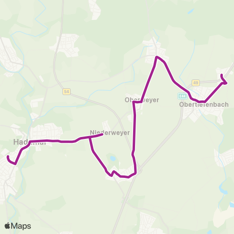 RMVB Beselich-Obertiefenbach Gewerbegebiet - Hadamar Bahnhof map