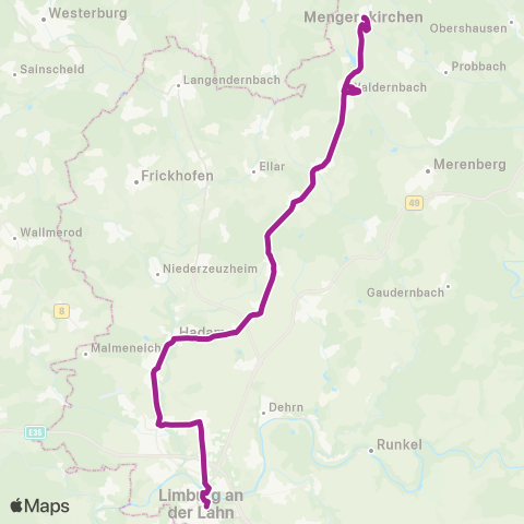 RMVB Mengerskirchen Nord - Limburg (Lahn) Zob Nord map