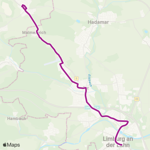 RMVB Hundsangen Wambachstraße - Limburg (Lahn) Zob Nord map