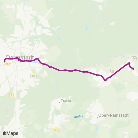 RMVB Roßdorf-Gundernhausen Stetteritz - Darmstadt Luisen Pl map