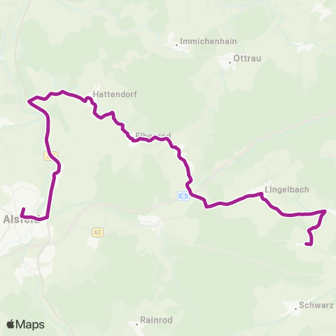 RMVB Alsfeld-Lingelbach Königstraße - Alsfeld Bahnhof map