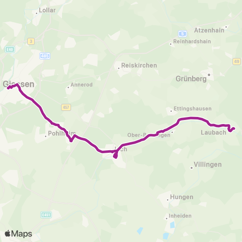 RMVB Lich (Oberhess) Bahnhof - Laubach Busbahnhof map