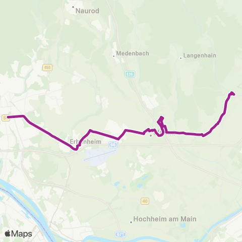 RMVB Wiesbaden Hauptbahnhof - Hofheim AM Taunus Bahnhof map