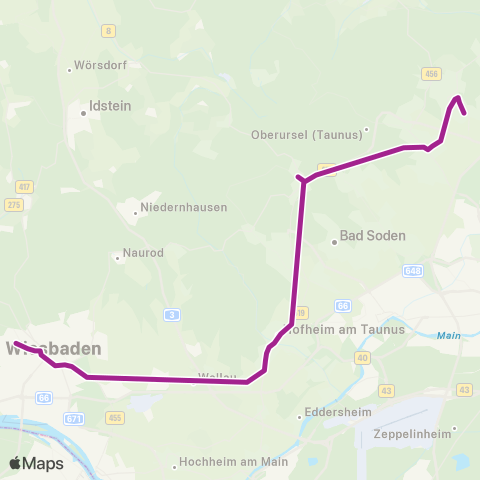 RMVB Wiesbaden-Klarenthal Anne-Frank-Str - Bad Homburg V.D.H. Bahnhof map