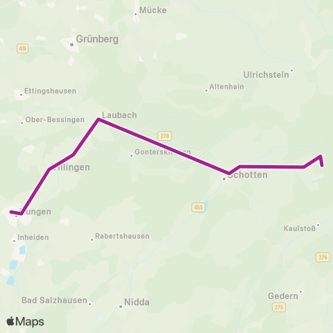 RMVB Hungen Bahnhof - Schotten-Breungeshain Hoherodskopf map