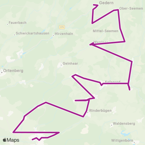 RMVB Büdingen Bahnhof - Gedern Altes Rathaus map