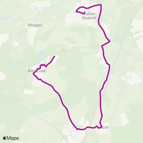RMVB Buseck-Großen-Buseck Goetheschule - Buseck-Oppenrod Mozartstraße map